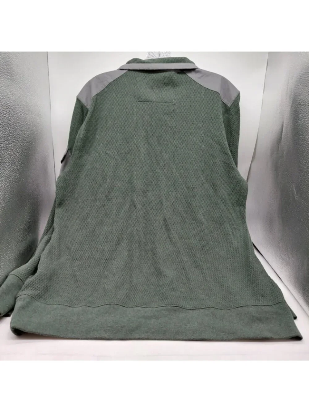 Banana Republic Henley Waffle Knit Sweater Shirt Size Large Green Snap Vintage
